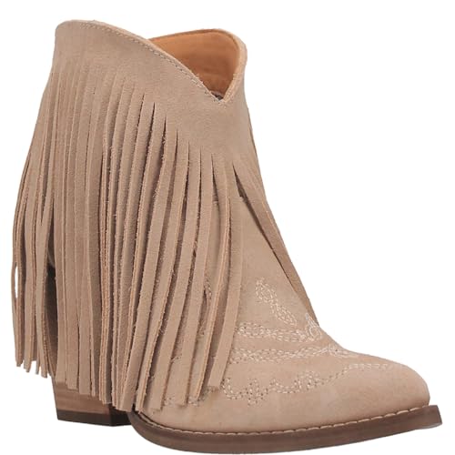 Dingo Womens Tangles Fringe Embroidered Pointed Toe Pull On Casual Boots Ankle High Heel 3" & Up - Black2