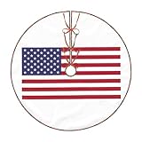 Jupe de sapin de Noël avec imprimé drapeau américain, petit tapis traditionnel pour décoration de fête à la maison