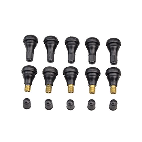 GOOFIT 10-Pack Snap-In corto negro de goma Válvula para neumáticos tubeless Rim agujeros en estándar de vehículos