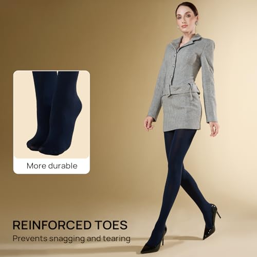Image of MANZI Microfibre Tights for Women, Semi Opaque Solid Colored Footed Pantyhose 70 Denier