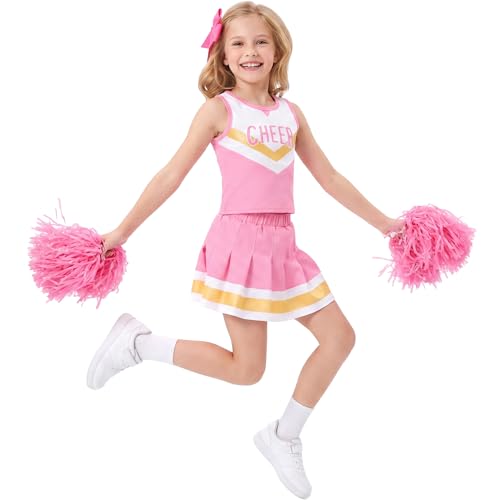 Disfraz de porrista para niñas, uniforme rosa