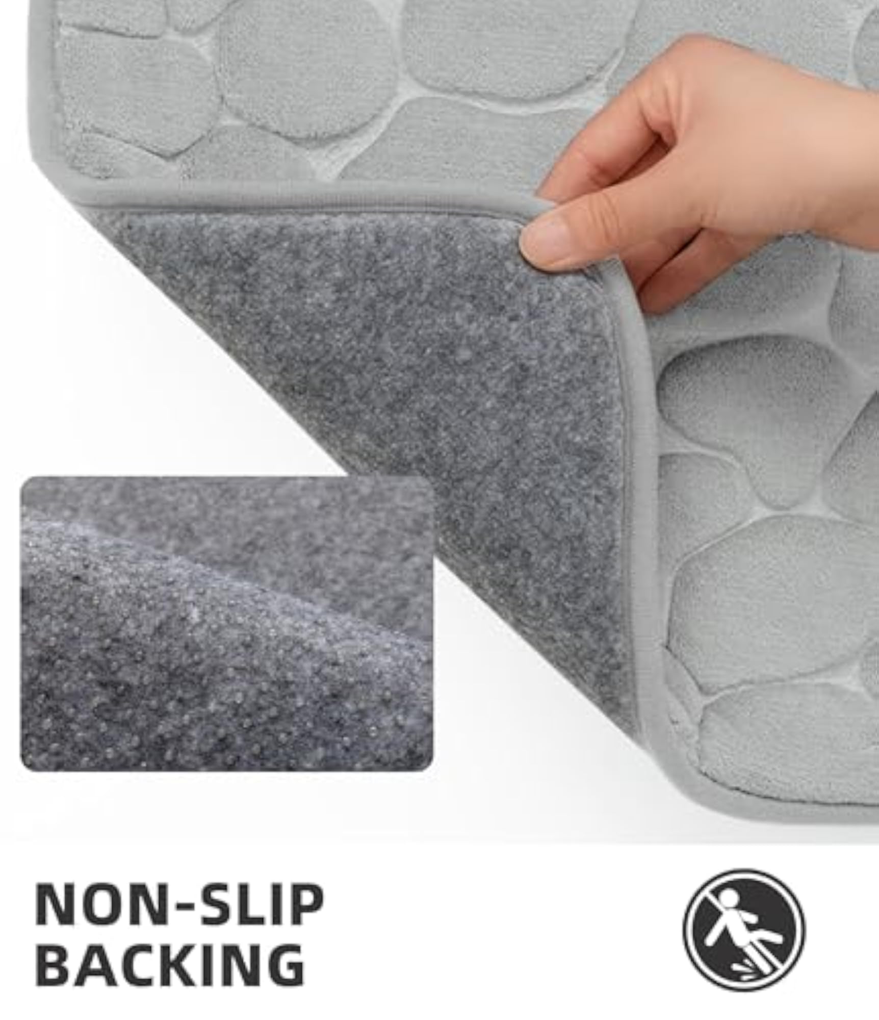 Memory Foam Bath Mat, Cobblestone Design, Super Absorbent