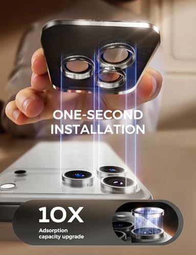 Image of MAGIC JOHN 2 pack for iPhone 17 Pro Max /17 Pro Camera Lens Protector,Clear | [Alignment Kit&1:1 Invisible Fit] 9H Aerospace Tempered Glass, Ultra HD, Metal Individual Ring