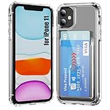 rojarou for iPhone 11 case with Card Holder Wallet Case[Store 2 Cards][Anti-Yellow][Military Grade Protective][Anti-Drop] Shock Absorption Phone Case for iPhone 11, Crystal Clear