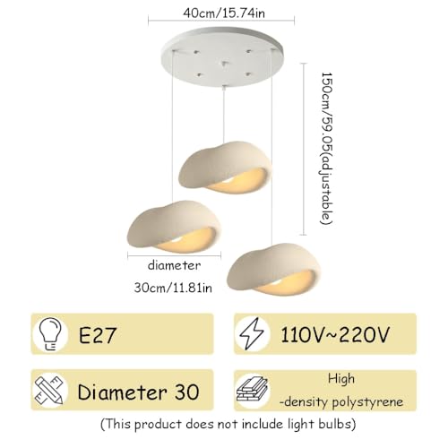 JOJOM Kreative Wabi-sabi Pendelleuchte Polystyrol esstischlampe hängend Beige Gelb Creme Wind pendelleuchte Verstellbare Dekohängelamwohnzimmer Schlafzimmer Kücheninsel Esszimme(B2)