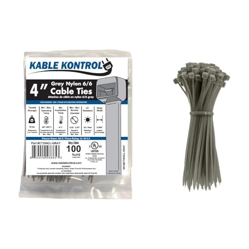 Image of 4 inch Color Cable Ties, 18 lb. Test, (100 Pack - All One Color) (Grey)