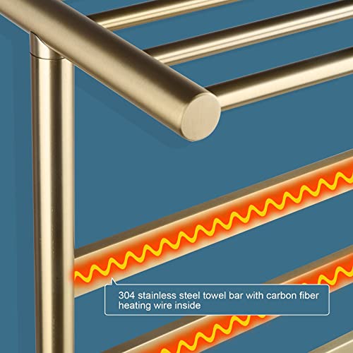 Molojok Heated Towel Racks For Bathroom,4-Bar Electric Heated Towel Racks,Wall Mount Electric Plug-In/Hardwired Towel Warmers Brushed Gold #TOP3