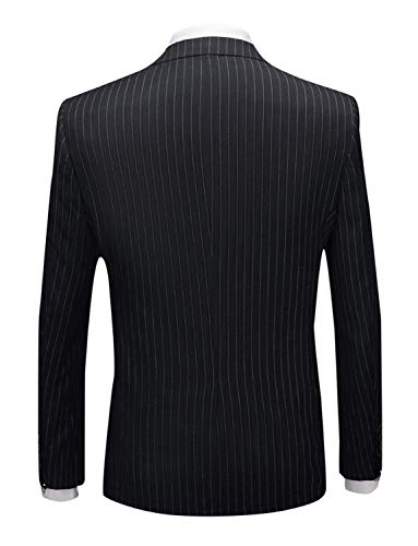 Men's Pinstripe Suit Slim Fit Stripe Peaked Lapel Jacket Vest Pants Sets2
