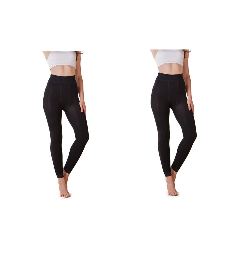 Legging thermique doublé en peluche chaude taille haute lot de 2