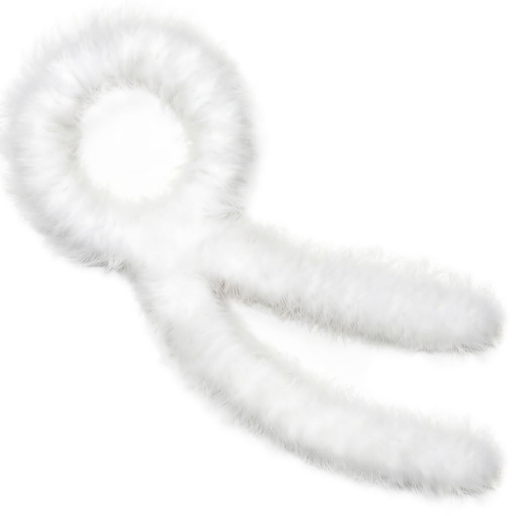 SOGUGOM White Marabou Feather Boa - 22g 2 Yards Boas Feather for DIY Craft, Clothes, Adults and Halloween Party Decoration(White)