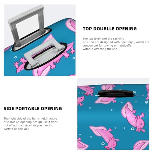 Cute Axolotl And Bubbles Travel Luggage Cover Elastic Suitcase Protector Washable Baggage Covers For Trunk Case Fits 22-24 Inch Luggage4