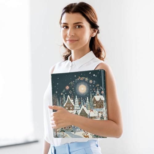 Image of 3 Ring Binder Christmas House Winter 1.5 inch Binders Three Ring Binders with Clipboard Fit 8.5'' x 11'' Paper 3 Interior PVC Clear Pockets for Office Supplies