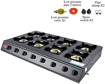 Gas Cooktop Commercial Low-Pressure Liquefied Gas Stoves, Powerful Direct Fire Gas Hob Stovetop(8 burners) ()