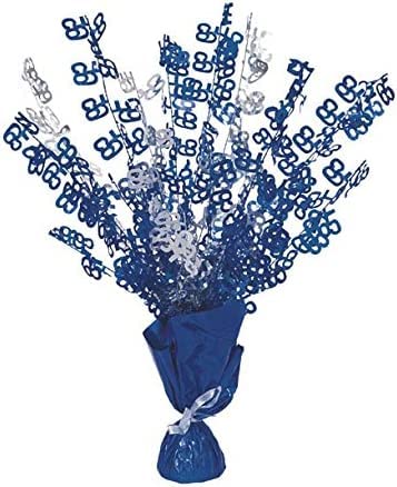 Party Buz WE VALUE YOUR TRUST Pink/Blue/Black Birthday Balloon Weight Spray Centrepiece - 43cm, (65th Blue & Silver)
