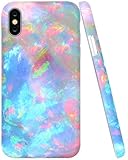 A-Focus Case for iPhone Xs MAX Case Colorful Opal for Girls Women, Frosted Marble Opal IMD Design Bumper Shock Proof Flexible Slim Silicone Case for iPhone Xs Max 2018 6.5 inch Matte Colorful