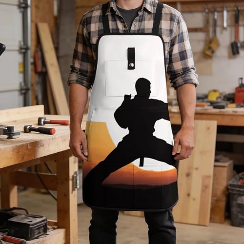 Delantal de trabajo Karate silhouette ajustable con 8 bolsillos miniatura 5
