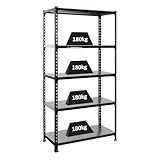 PROREGAL Schwerlastregal Metal Shark | HxBxT 180x90x40cm | Fachlast 180kg | Anthrazit-Verzinkt | Regal Standregal Aufbewahrungsregal