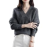 [NONELECEDOLE] ニット セーター レディース Vネック トップス 長袖 無地 ゆったり 着痩せ プルオーバー ファッション 大きいサイズ おしゃれ カジュアル 大人 レトロ 通勤 普段着 春 秋 冬