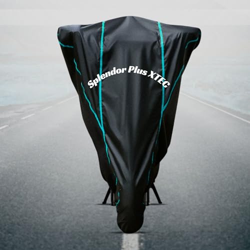 Image of Motorcycle Bike Body Cover for Outdoor Use - Heavy Fabric Water Resistant Two Wheeler Cover with UV, Dust & Rain Protection Compatible for Splendor Plus XTEC