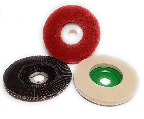 Inditrust 3pc Felt Polishing Kit (Flap, Nylon Fiber, Wool Felt Pads) for Metal, Stainless Steel, Glass - Black, Brown, White - Angle Grinder Compatible-image-44