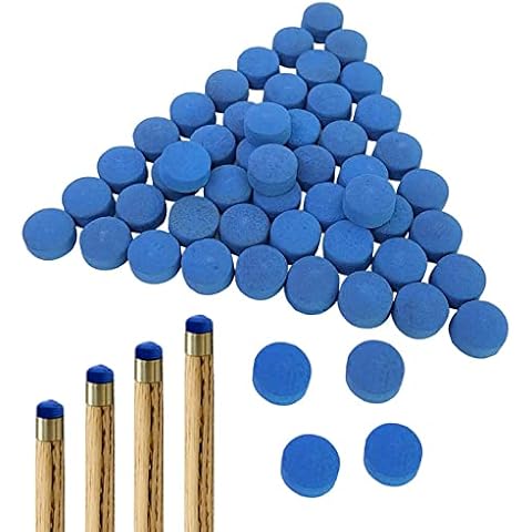 Xiaowenmy 50 Pieces Pool Billiard Cue Tips, Cue Tip Replacements for Pool Cues and Snooker-Blue Cover