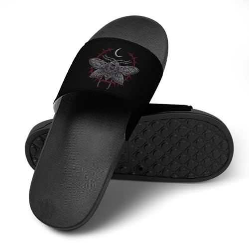Gothic Moth Occult Non Slip Slides Sandals for Women Men Quick Drying Shower Shoes for Bathroom Pool Beach4