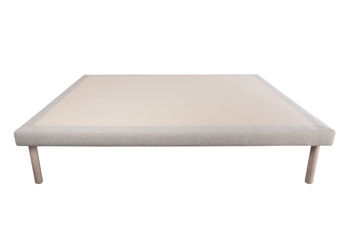 EVERGREENWEB - Sommier Tapissier avec Pieds Solide et Confortable Montage Rapide et Facile - Sommier 140x190 cm a Lattes |Cadre de lit de qualité supérieure| Revêtement Tissu Gris Clair