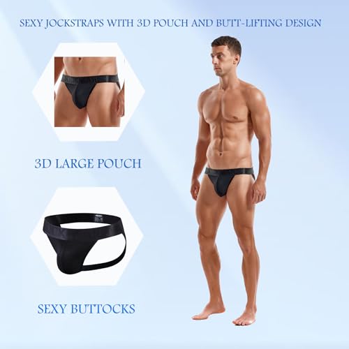 JOCKMAIL 3PCS/Pack Jock straps for Men Breathable Mens Jockstrap Athletic Supporter for Gym,Nightclubs & Special Occasions3