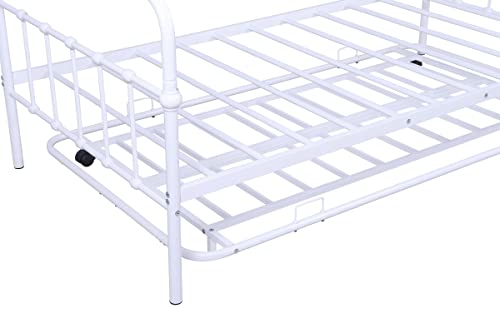 Banemi Day Beds Twin Size, Twin Xl Daybed White Daybed Metal For Living Room With Trundle, Easy Assembly 77.4 Inch #TOP5