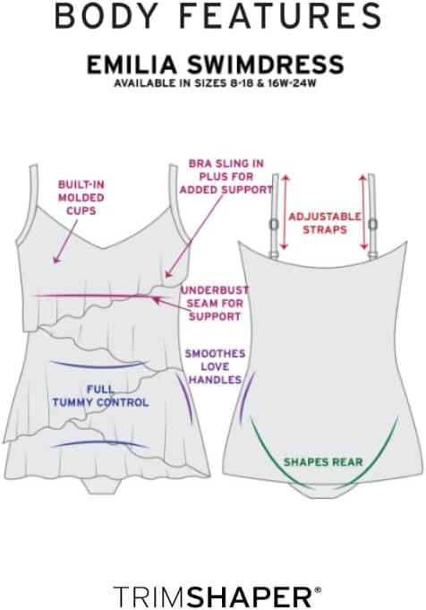 Womens Assymetrical Tier Emelia Swim Dress with Tummy Control Underbody - Image 5