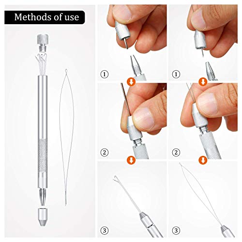 Enhebrador de extensiones de pelo con bucle de aluminio y microanillos 4