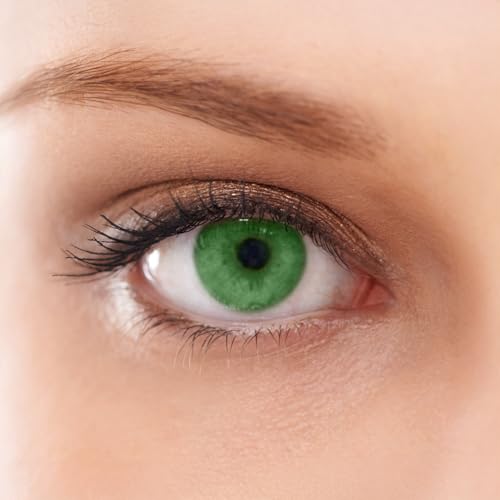 Easy Day Color Monthly Lens - VERDE INTENSO Natural Super Realistic Design a 3 Tonalità - Lenti a Contatto Cosmetiche Mensili Senza Correzione, Gradazione 0,00 Diottrie