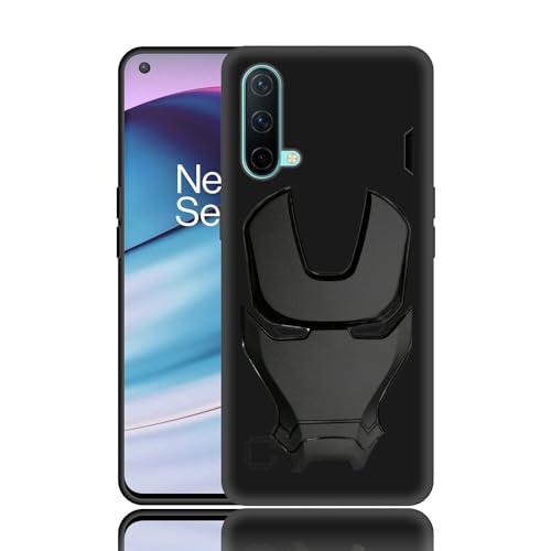 Image of COVERLY Official 3D Touch Feel Trending Real Hero Avenger Logo Mask Soft Rugged Grip Iron Man Super Power Cartoon Movie Silicone Matte Strong Back Cover for Oneplus Nord CE -Black