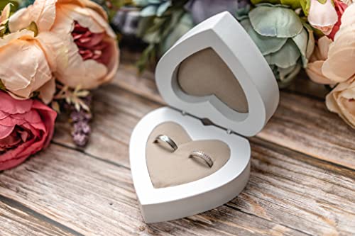 Strova Wood Ring Box For Wedding Ceremony And Engagement – Heart Shaped Ring Bearer Box With Protective Ring Cushions And Magnetic Closure #TOP4