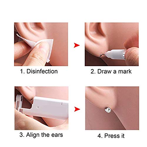 Chuanci Pair Disposable Sterile Ear Piercing Unit Cartilage Tragus Helix Piercing Gun No Pain Piercer Tool Machine Kit Stud Choose Design (Pair 404,Gold Round Clear Zircon) #TOP1