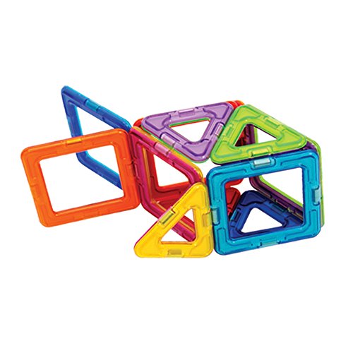 14-piece Magnetic Construction Tiles Toy. STEM Teaching Resource. With 6 Squares and 8 Triangles. Magnetic Tiles For Children Aged 3+. - Lego - Immagine 5