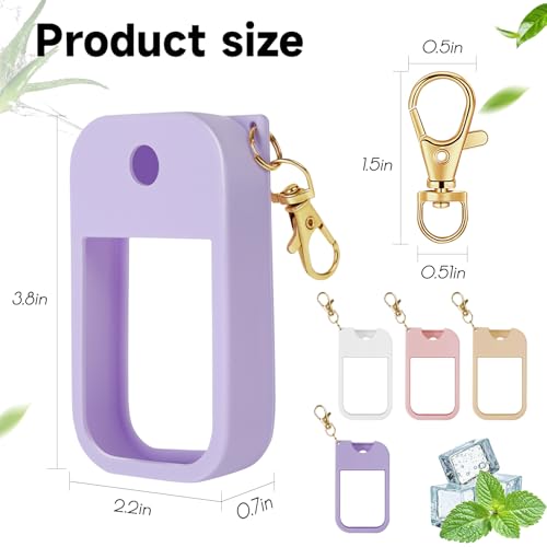 4 Pack Silicone Case for Touchland Power Mist 1oz, Leak Proof Protective Cover with Keychain, Hand Sanitizer Holder for 1 Fl Oz Bottles (Multicolor)2