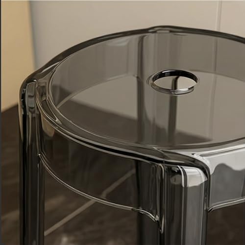 Image of The Artment your artistic apartment Smoke Grey Color CrystalNest Transparent Acrylic Stackable Round Accent Stool, Modern Side Stool for Living Room, Bedroom and Home & Office (Set of 1)