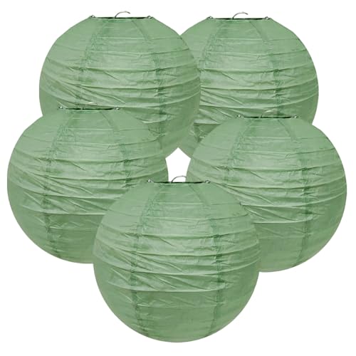 Image of 10 Inch Sage Green Paper Lantern for Rustic Party Bridal Shower Wedding Birthday New Year Party decorations(Set of 5, Sage Green)