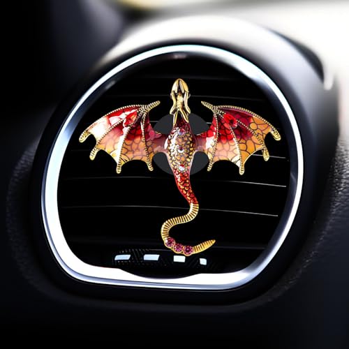 Image of 2 Pcs Bling Dragon Car Air Freshener Vent Clips, Crystal Rhinestone and Enamel Dragon Air Vent Clips Car Diffuser Cute Car Interior Decoration Accessories for Women Gift (Blue Red)