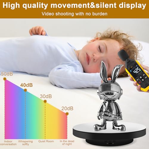 YGVQN Elektrischer Drehteller 360°, 2in1 Motorisierter Drehständer Display-Tisch zur Präsentation von Schmuck, Uhren, digitalen Produkten, Perfekt für Videos & Social Media Content, Schwarz