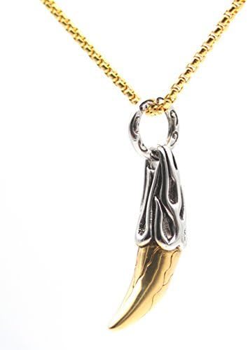 Personalized Men's Alloy Wolf Tooth Dragon Tooth Long Chain Pendant Necklace