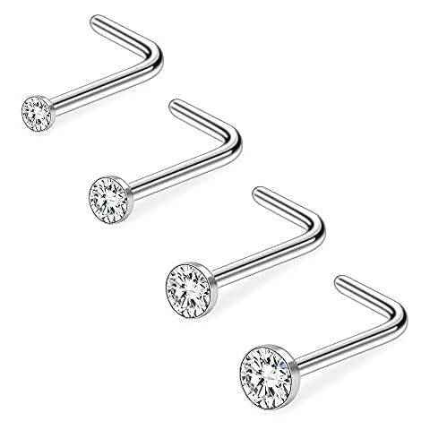 20G Clear Diamond CZ Nose Rings Cover