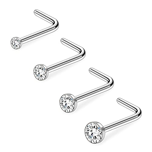 20G 1.5mm 2mm 2.5mm 3mm 3.5mm 4mm Nose Rings 4-12Pcs Clear Diamond CZ Nose Studs Nose Piercings Jewellery