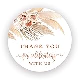 2" Round Terracotta Pampas Grass Thank You Favor Stickers - Set of 40