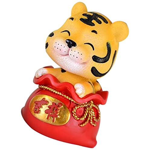 2 Peças Ano Do Tigre Enfeite De Cabeça Bobble Escultura De Ano Novo De 2022 Estatuetas Do Ano Do Tig