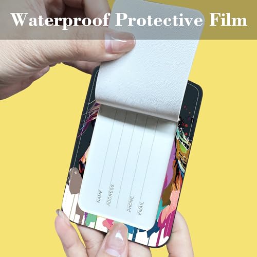 2 Pack Luggage Tags for Suitcase,PU Leather Travel Cruise Luggage Tag with Privacy Cover,Name ID Label and Steel Ring,Travel Essentials for Women Men (Watercolor Horse)2