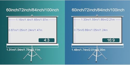 Pantalla proyector 60 pulgadas con trípode independiente portátil e independiente 7