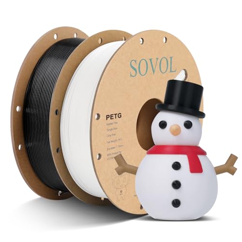 Sovol 3D Printer PETG Filament 2kg (4.4 lbs) Spool Printing Materials, Wiring Tightness, Dimensional Accuracy +/- 0.03 mm, 1.75 mm, Black + White