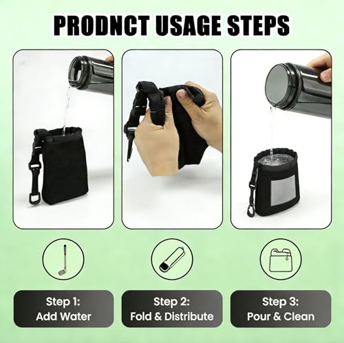 NYPRIC 1-Pack Golf Club & Ball Cleaning Bag, Waterproof Groove Cleaner with Detachable Clip – Machine Washable Golf Bag Accessory (Black) — view 2